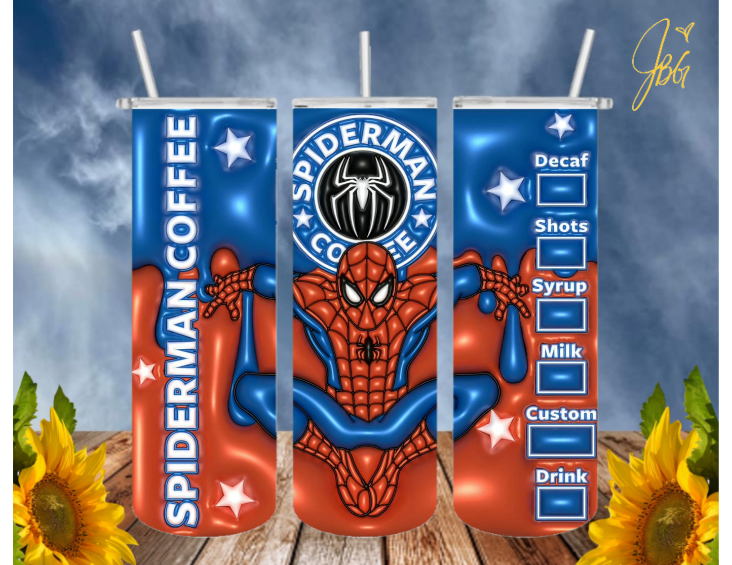 SPIDERMAN 20 Oz Tumbler with 1 Lid, 2 Straws and 1 Straw Cleaner. FREE SHIPPING. Stainless Steel. Sublimation Tumbler Cup.