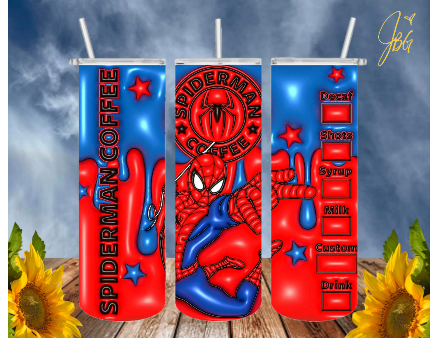 SPIDERMAN 20 Oz Tumbler with 1 Lid, 2 Straws and 1 Straw Cleaner. FREE SHIPPING. Stainless Steel. Sublimation Tumbler Cup.