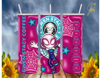 SPIDERMAN 20 Oz Tumbler with 1 Lid, 2 Straws and 1 Straw Cleaner. FREE SHIPPING. Stainless Steel. Sublimation Tumbler Cup.