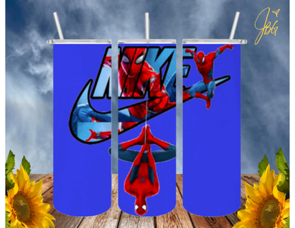 SPIDERMAN 20 Oz Tumbler with 1 Lid, 2 Straws and 1 Straw Cleaner. FREE SHIPPING. Stainless Steel. Sublimation Tumbler Cup.