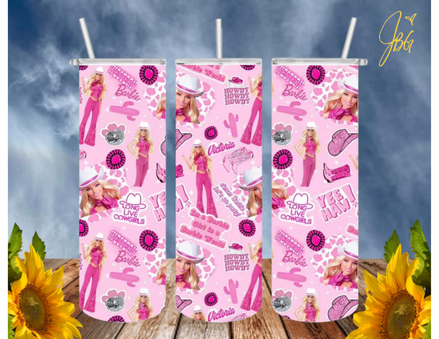 BARBIE/PINK 20 Oz Tumbler with 2 Straws, 1 Lid and Straw Cleaner. FREE SHIPPING. Stainless Steel Sublimation Tumbler Cup.