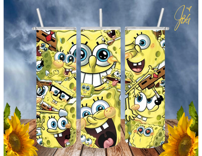 SPONGEBOB SquarePants 20 Oz Tumbler with 1 Lid, 2 Straws and 1 Straw Cleaner. FREE SHIPPING. Stainless Steel. Sublimation Tumbler Cup.