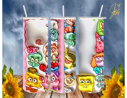 SPONGEBOB SquarePants 20 Oz Tumbler with 1 Lid, 2 Straws and 1 Straw Cleaner. FREE SHIPPING. Stainless Steel. Sublimation Tumbler Cup.