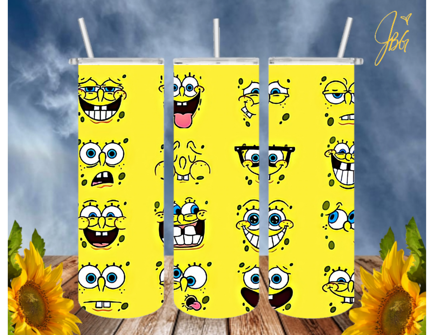 SPONGEBOB SquarePants 20 Oz Tumbler with 1 Lid, 2 Straws and 1 Straw Cleaner. FREE SHIPPING. Stainless Steel. Sublimation Tumbler Cup.