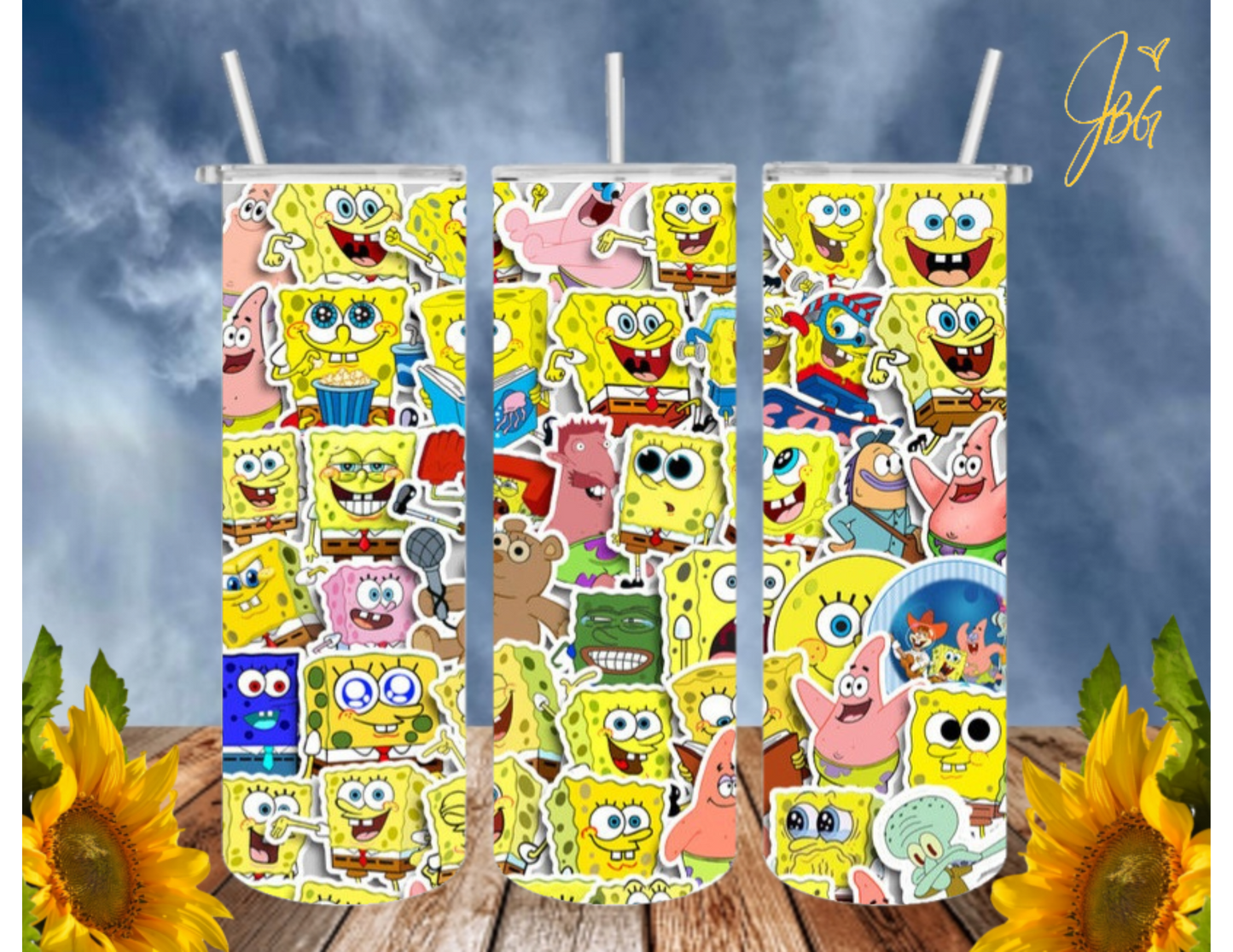 SPONGEBOB SquarePants 20 Oz Tumbler with 1 Lid, 2 Straws and 1 Straw Cleaner. FREE SHIPPING. Stainless Steel. Sublimation Tumbler Cup.