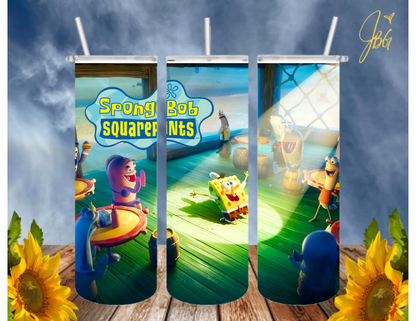 SPONGEBOB SquarePants 20 Oz Tumbler with 1 Lid, 2 Straws and 1 Straw Cleaner. FREE SHIPPING. Stainless Steel. Sublimation Tumbler Cup.