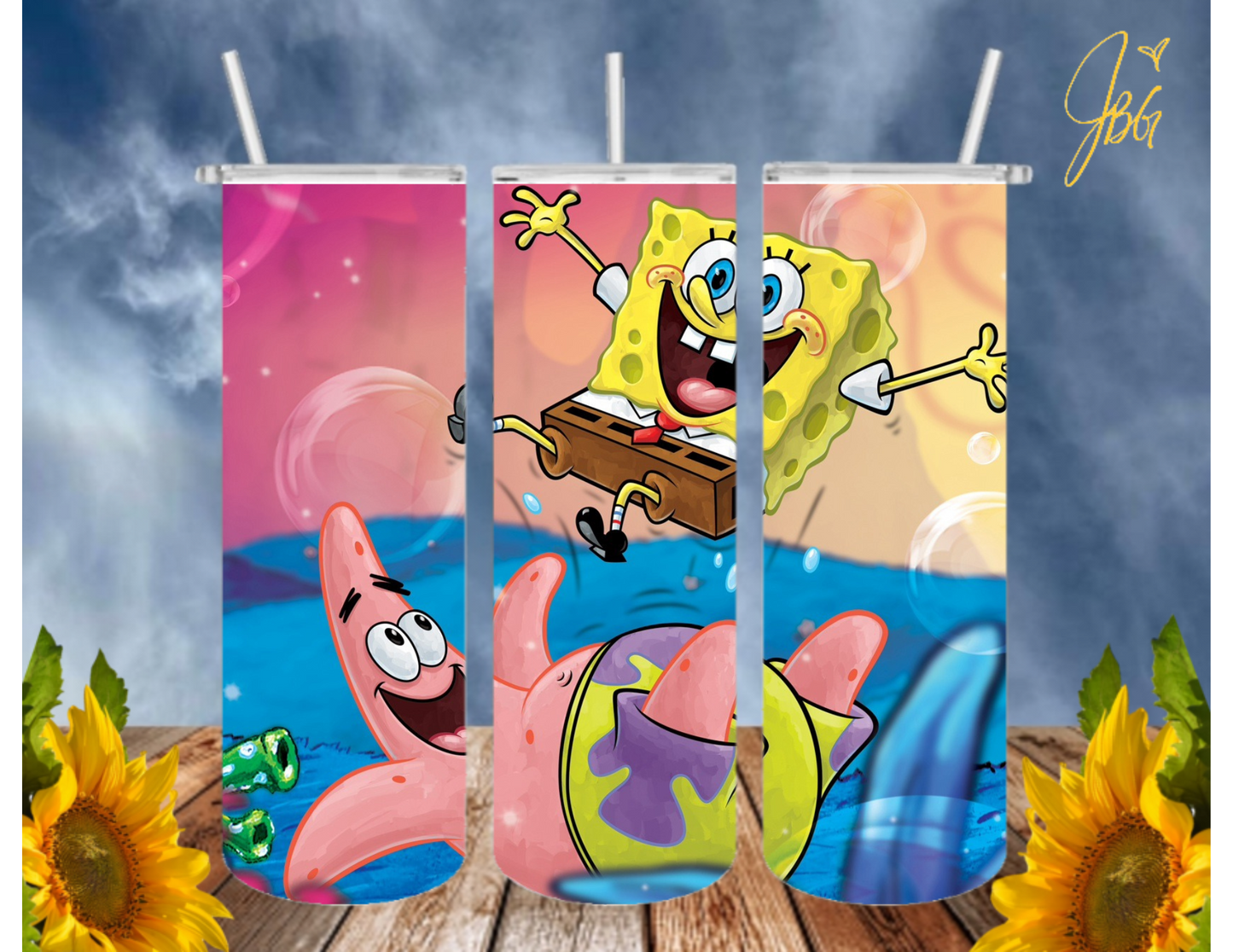 SPONGEBOB SquarePants 20 Oz Tumbler with 1 Lid, 2 Straws and 1 Straw Cleaner. FREE SHIPPING. Stainless Steel. Sublimation Tumbler Cup.