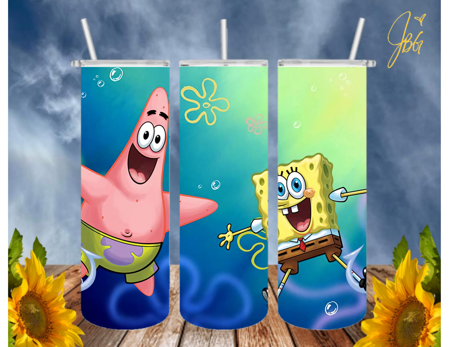 SPONGEBOB SquarePants 20 Oz Tumbler with 1 Lid, 2 Straws and 1 Straw Cleaner. FREE SHIPPING. Stainless Steel. Sublimation Tumbler Cup.