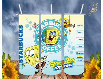 SPONGEBOB SquarePants 20 Oz Tumbler with 1 Lid, 2 Straws and 1 Straw Cleaner. FREE SHIPPING. Stainless Steel. Sublimation Tumbler Cup.