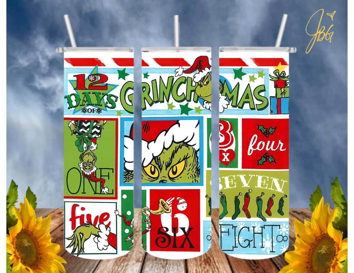 GRlNCH Christmas 20 Oz Tumbler with 1 Lid, 2 Straws and 1 Straw Cleaner. FREE SHIPPING. Stainless Steel. Sublimation Tumbler Cup.