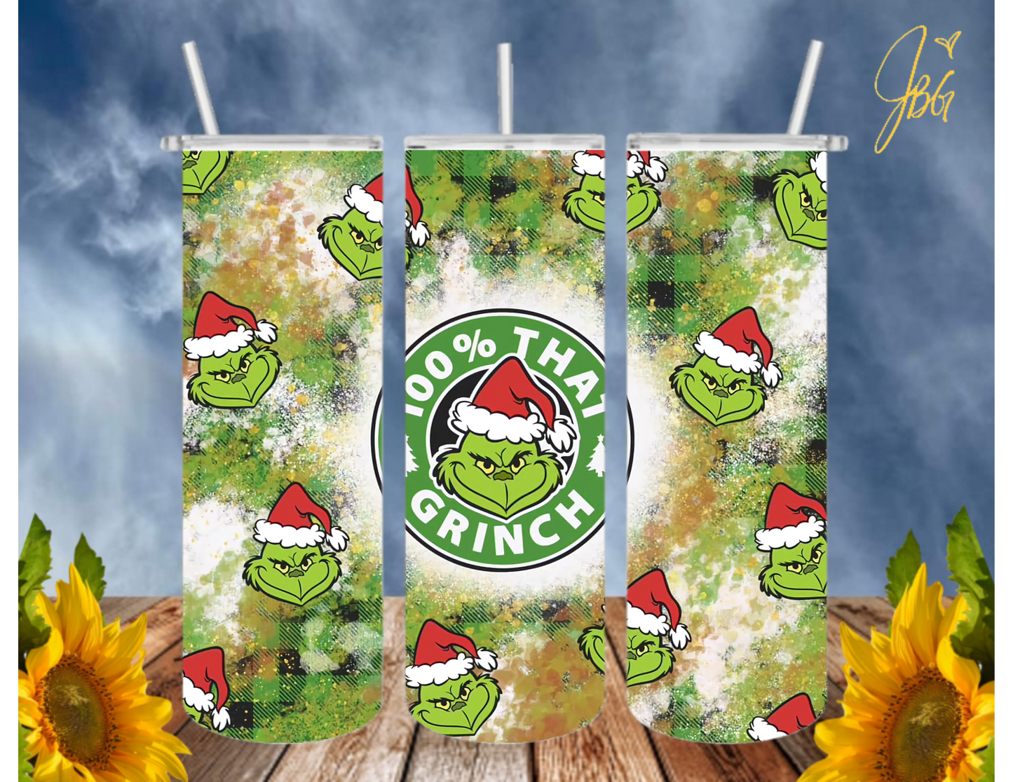 GRlNCH Christmas 20 Oz Tumbler with 1 Lid, 2 Straws and 1 Straw Cleaner. FREE SHIPPING. Stainless Steel. Sublimation Tumbler Cup.