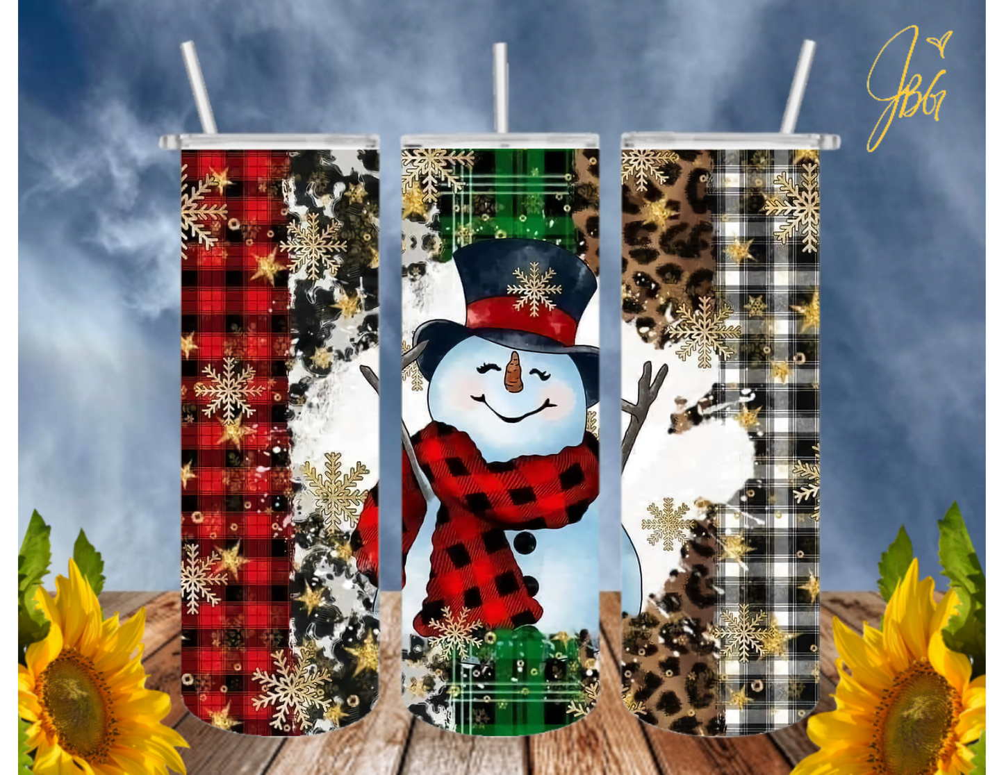 SNOWMAN 20 Oz Tumbler with 1 Lid, 2 Straws and 1 Straw Cleaner. FREE SHIPPING. Stainless Steel. Sublimation Tumbler Cup.