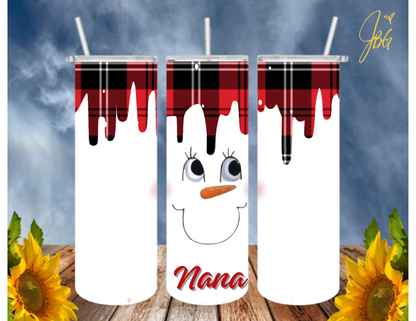 SNOWMAN 20 Oz Tumbler with 1 Lid, 2 Straws and 1 Straw Cleaner. FREE SHIPPING. Stainless Steel. Sublimation Tumbler Cup.