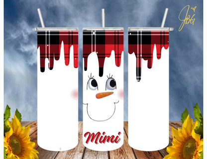 SNOWMAN 20 Oz Tumbler with 1 Lid, 2 Straws and 1 Straw Cleaner. FREE SHIPPING. Stainless Steel. Sublimation Tumbler Cup.