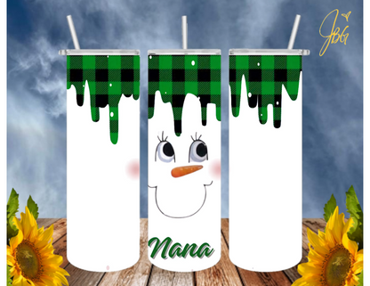 SNOWMAN 20 Oz Tumbler with 1 Lid, 2 Straws and 1 Straw Cleaner. FREE SHIPPING. Stainless Steel. Sublimation Tumbler Cup.