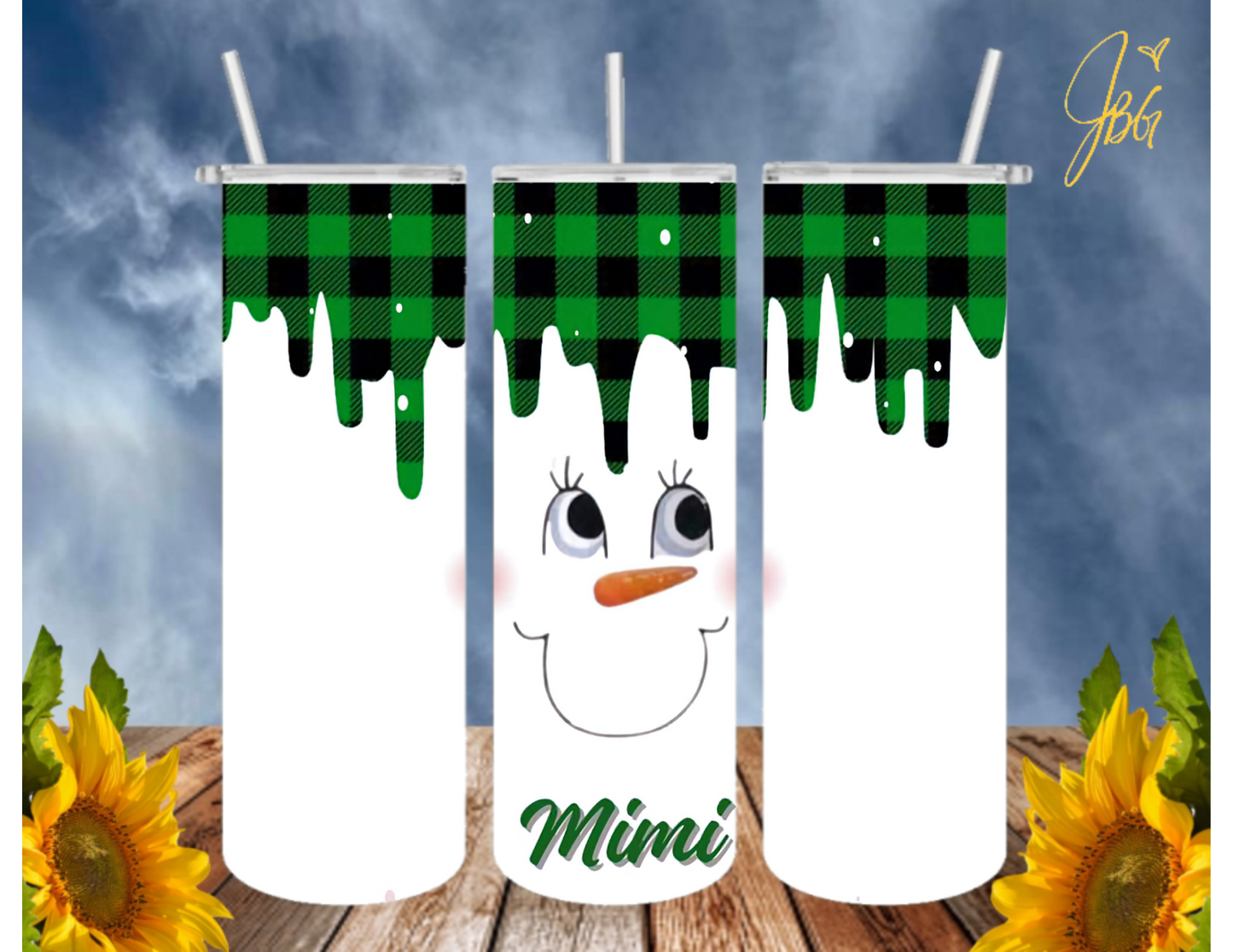 SNOWMAN 20 Oz Tumbler with 1 Lid, 2 Straws and 1 Straw Cleaner. FREE SHIPPING. Stainless Steel. Sublimation Tumbler Cup.