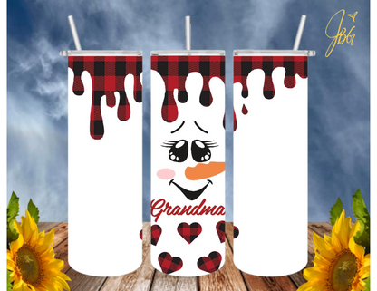 SNOWMAN 20 Oz Tumbler with 1 Lid, 2 Straws and 1 Straw Cleaner. FREE SHIPPING. Stainless Steel. Sublimation Tumbler Cup.