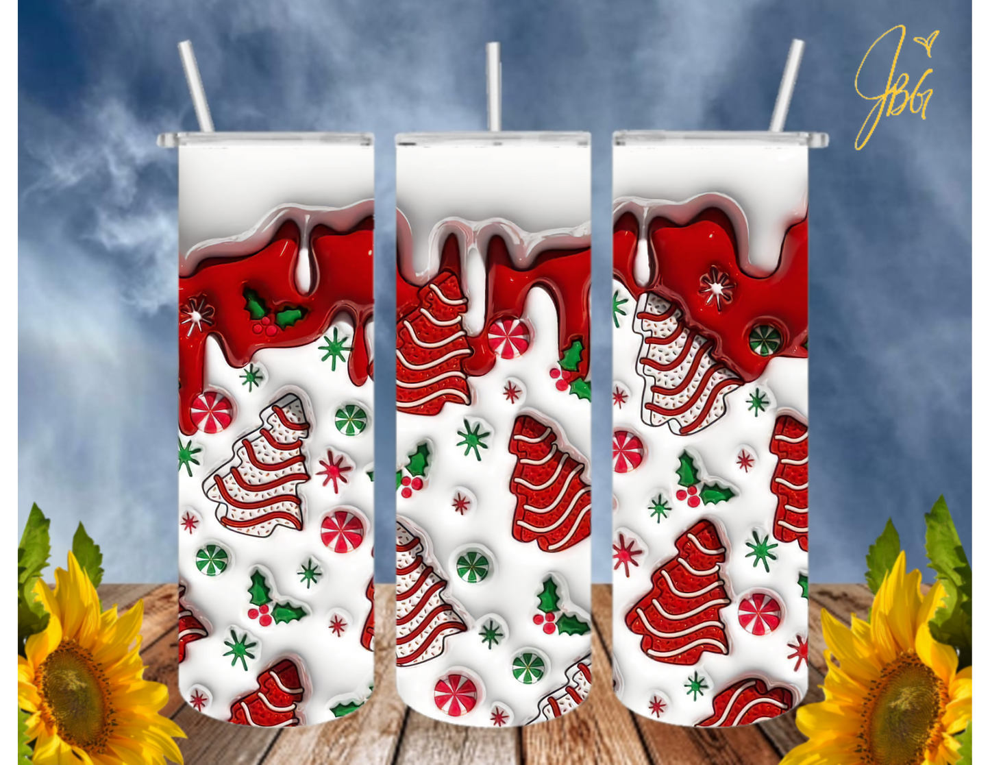 Christmas Holiday 20 Oz Tumbler with 1 Lid, 2 Straws and 1 Straw Cleaner. FREE SHIPPING. Stainless Steel. Sublimation Tumbler Cup.