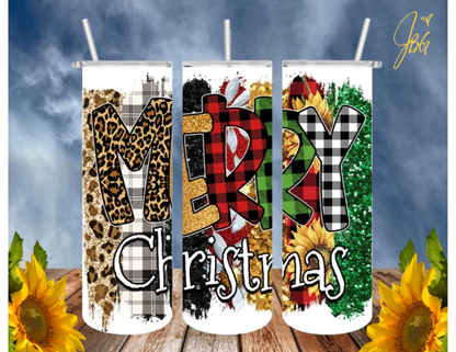 CHRISTMAS HOLIDAY 20 Oz Tumbler with 1 Lid, 2 Straws and 1 Straw Cleaner. FREE SHIPPING. Stainless Steel. Sublimation Tumbler Cup.