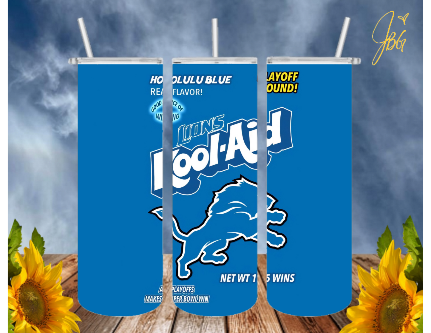 LIONS NFL 20 Oz Tumbler with 1 Lid, 2 Straws and 1 Straw Cleaner. FREE SHIPPING. Stainless Steel. Sublimation Tumbler Cup.