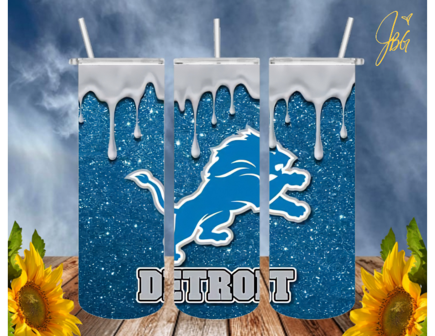 LIONS NFL 20 Oz Tumbler with 1 Lid, 2 Straws and 1 Straw Cleaner. FREE SHIPPING. Stainless Steel. Sublimation Tumbler Cup.