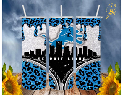 LIONS NFL 20 Oz Tumbler with 1 Lid, 2 Straws and 1 Straw Cleaner. FREE SHIPPING. Stainless Steel. Sublimation Tumbler Cup.