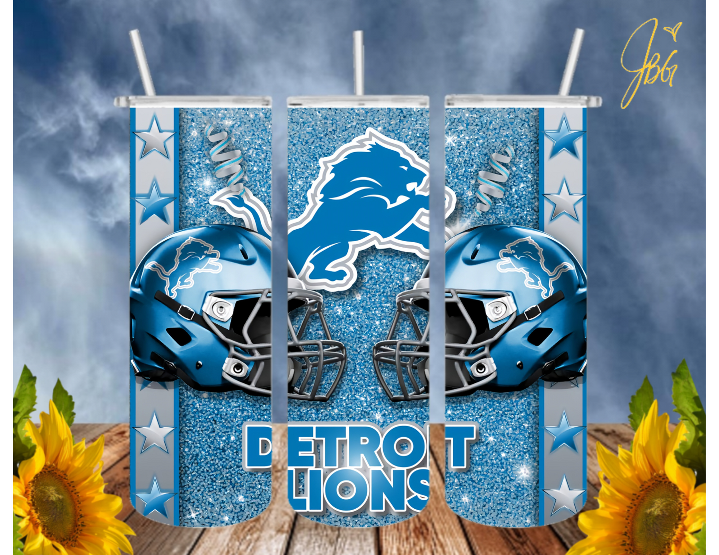 LIONS NFL 20 Oz Tumbler with 1 Lid, 2 Straws and 1 Straw Cleaner. FREE SHIPPING. Stainless Steel. Sublimation Tumbler Cup.