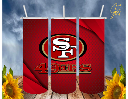 SAN FRANCISCO 49ERS NFL 20 Oz Tumbler with 1 Lid, 2 Straws and 1 Straw Cleaner. FREE SHIPPING. Stainless Steel. Sublimation Tumbler Cup.