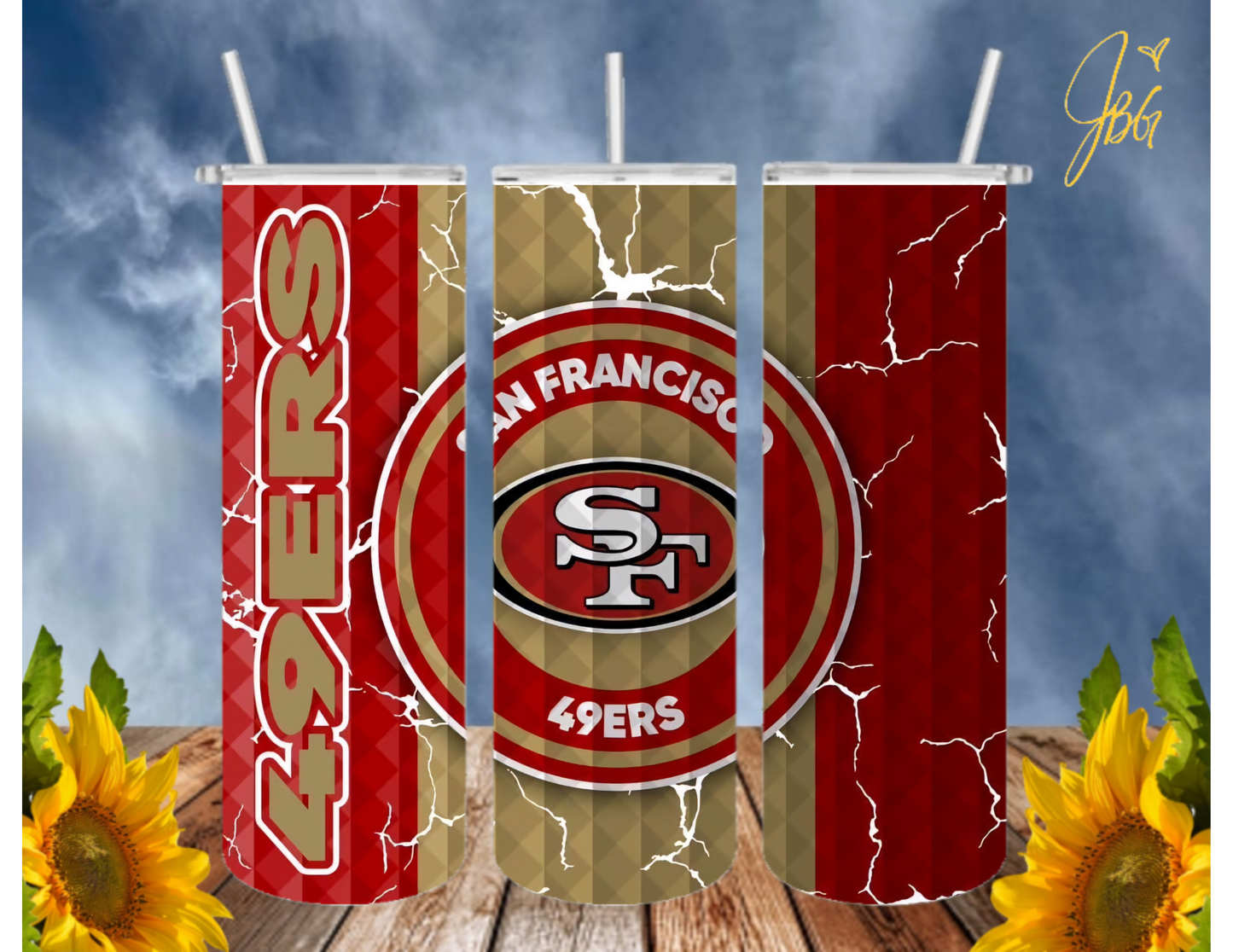 SAN FRANCISCO 49ERS NFL 20 Oz Tumbler with 1 Lid, 2 Straws and 1 Straw Cleaner. FREE SHIPPING. Stainless Steel. Sublimation Tumbler Cup.