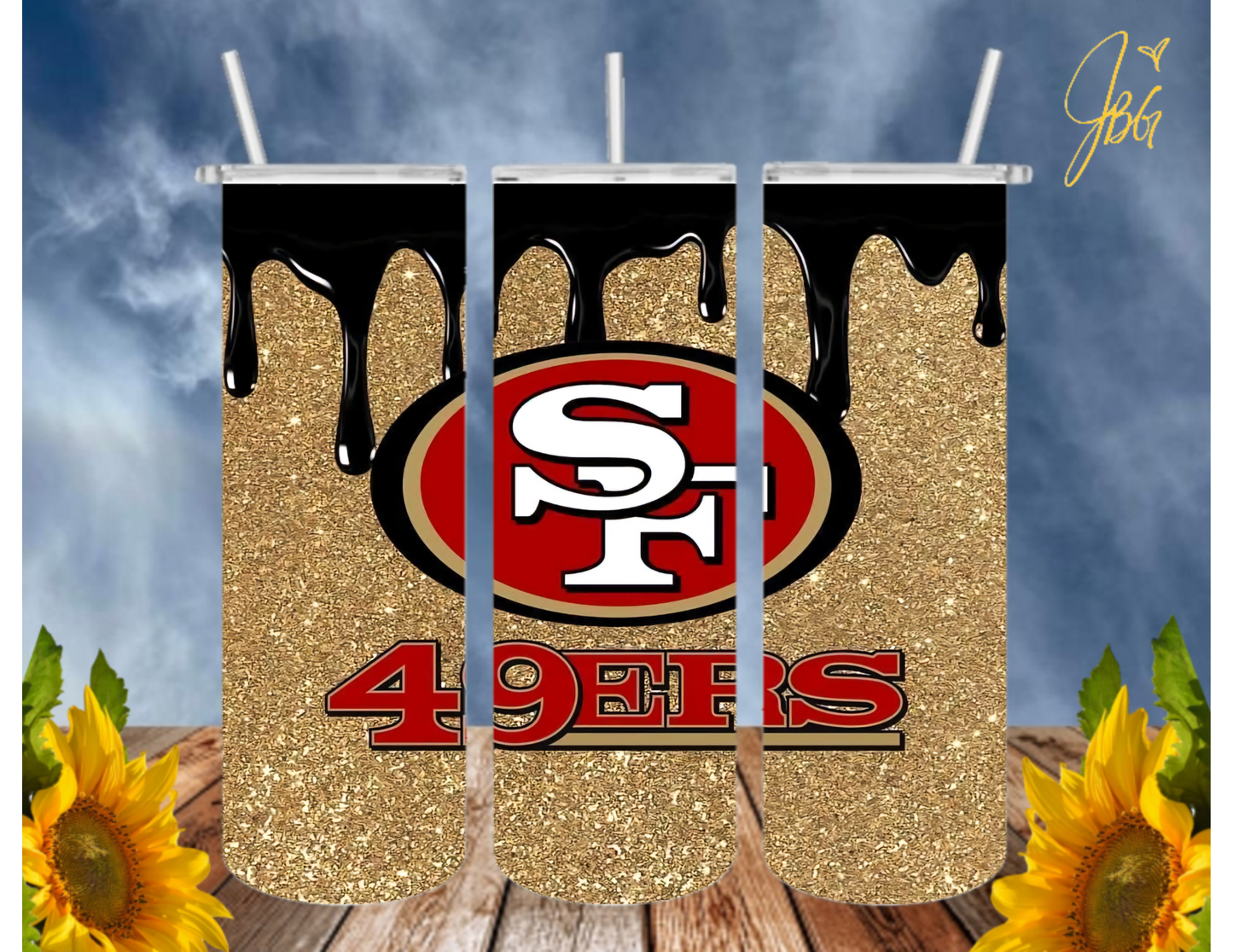 SAN FRANCISCO 49ERS NFL 20 Oz Tumbler with 1 Lid, 2 Straws and 1 Straw Cleaner. FREE SHIPPING. Stainless Steel. Sublimation Tumbler Cup.