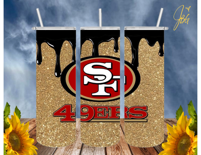 SAN FRANCISCO 49ERS NFL 20 Oz Tumbler with 1 Lid, 2 Straws and 1 Straw Cleaner. FREE SHIPPING. Stainless Steel. Sublimation Tumbler Cup.