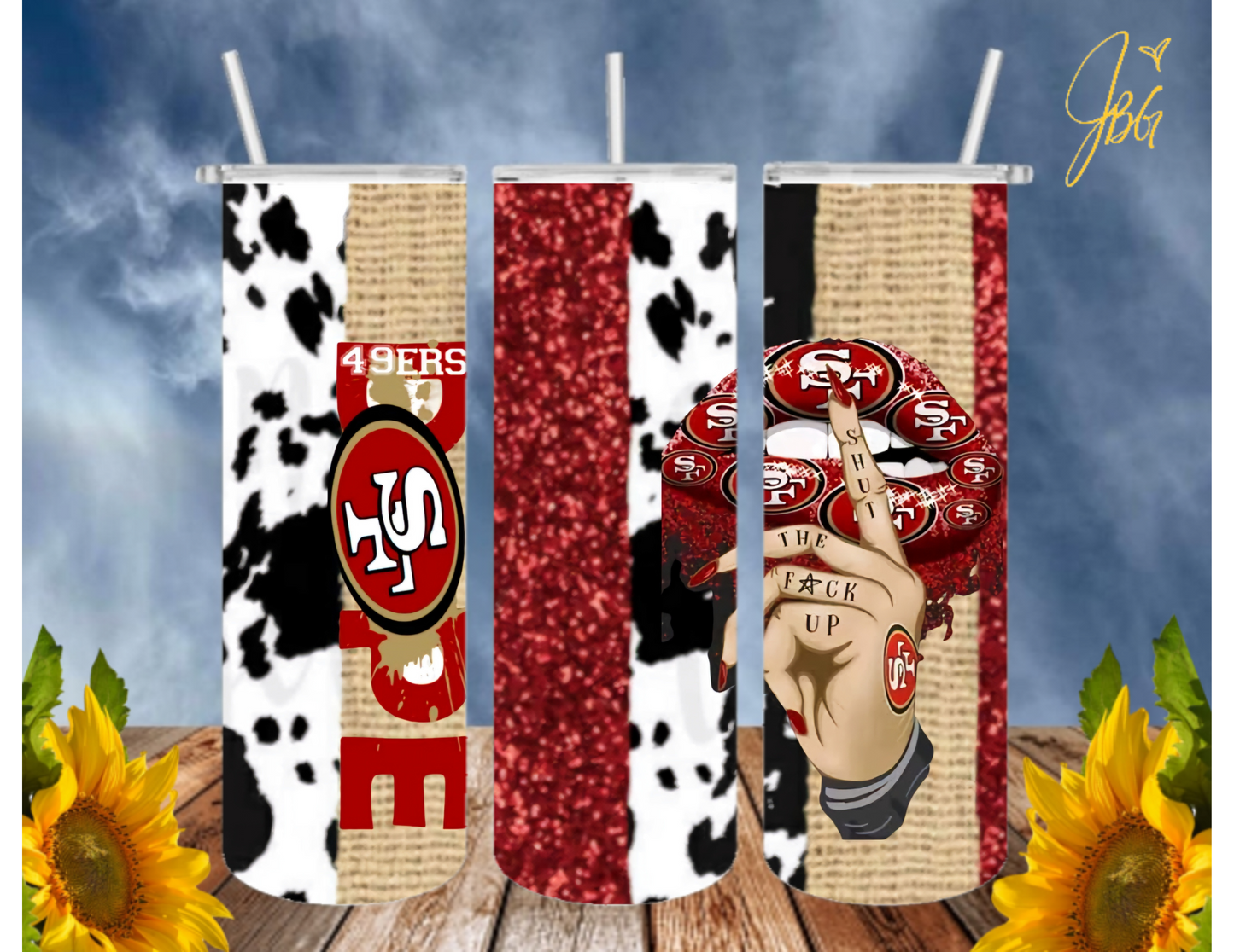 SAN FRANCISCO 49ERS NFL 20 Oz Tumbler with 1 Lid, 2 Straws and 1 Straw Cleaner. FREE SHIPPING. Stainless Steel. Sublimation Tumbler Cup.