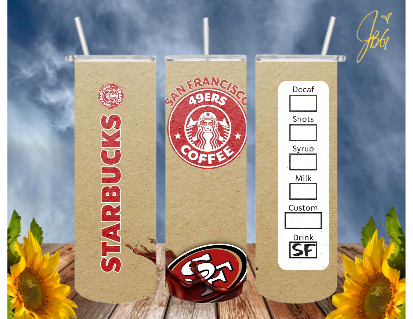 SAN FRANCISCO 49ERS NFL 20 Oz Tumbler with 1 Lid, 2 Straws and 1 Straw Cleaner. FREE SHIPPING. Stainless Steel. Sublimation Tumbler Cup.