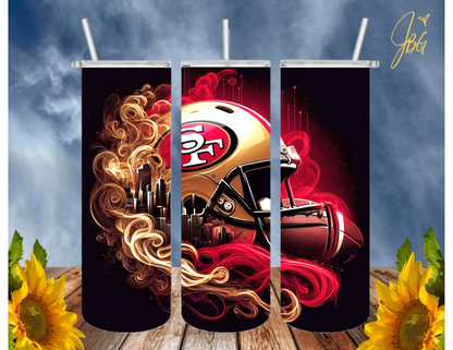 SAN FRANCISCO 49ERS NFL 20 Oz Tumbler with 1 Lid, 2 Straws and 1 Straw Cleaner. FREE SHIPPING. Stainless Steel. Sublimation Tumbler Cup.