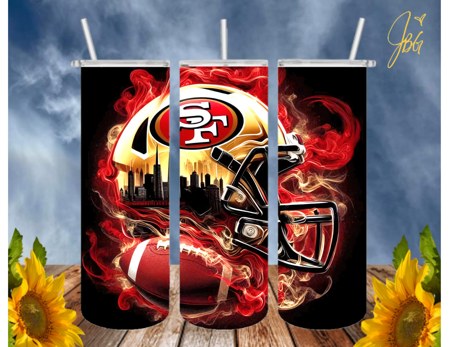 SAN FRANCISCO 49ERS NFL 20 Oz Tumbler with 1 Lid, 2 Straws and 1 Straw Cleaner. FREE SHIPPING. Stainless Steel. Sublimation Tumbler Cup.