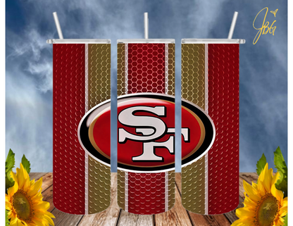 SAN FRANCISCO 49ERS NFL 20 Oz Tumbler with 1 Lid, 2 Straws and 1 Straw Cleaner. FREE SHIPPING. Stainless Steel. Sublimation Tumbler Cup.