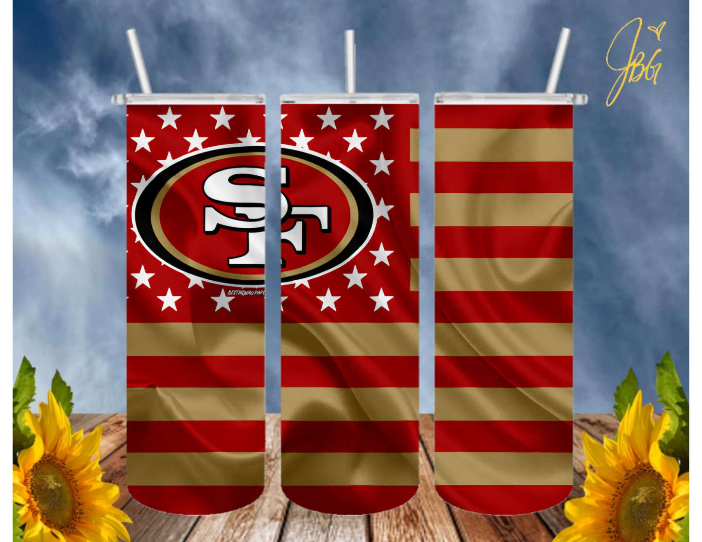 SAN FRANCISCO 49ERS NFL 20 Oz Tumbler with 1 Lid, 2 Straws and 1 Straw Cleaner. FREE SHIPPING. Stainless Steel. Sublimation Tumbler Cup.