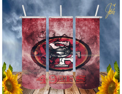 SAN FRANCISCO 49ERS NFL 20 Oz Tumbler with 1 Lid, 2 Straws and 1 Straw Cleaner. FREE SHIPPING. Stainless Steel. Sublimation Tumbler Cup.