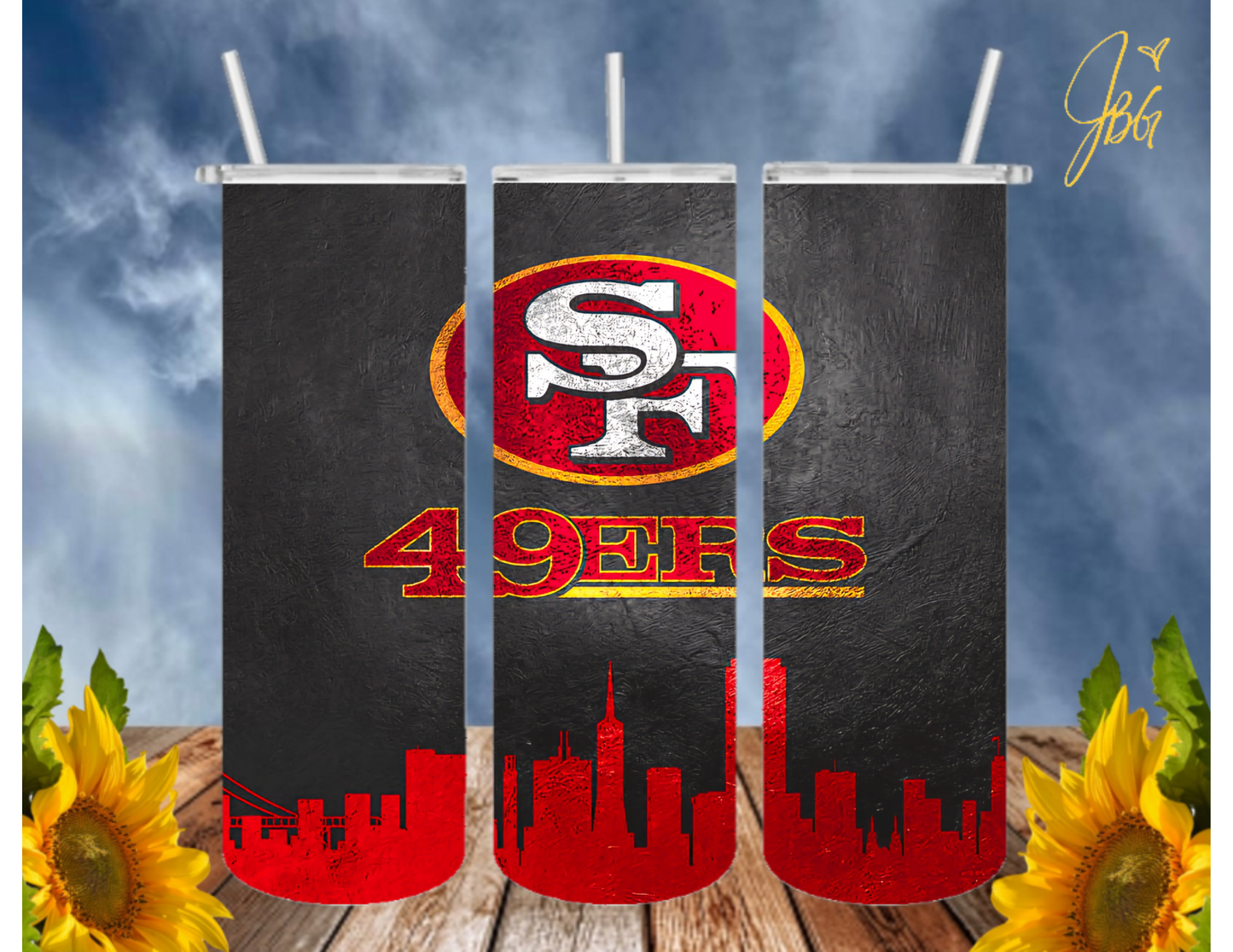 SAN FRANCISCO 49ERS NFL 20 Oz Tumbler with 1 Lid, 2 Straws and 1 Straw Cleaner. FREE SHIPPING. Stainless Steel. Sublimation Tumbler Cup.