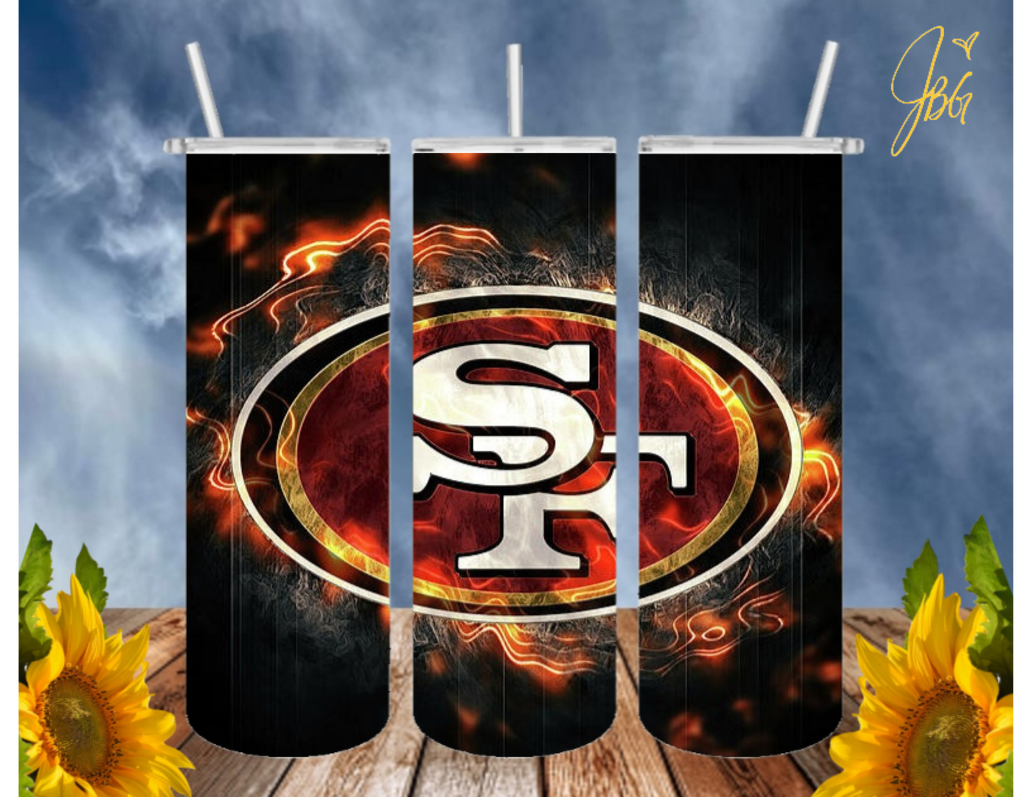 SAN FRANCISCO 49ERS NFL 20 Oz Tumbler with 1 Lid, 2 Straws and 1 Straw Cleaner. FREE SHIPPING. Stainless Steel. Sublimation Tumbler Cup.