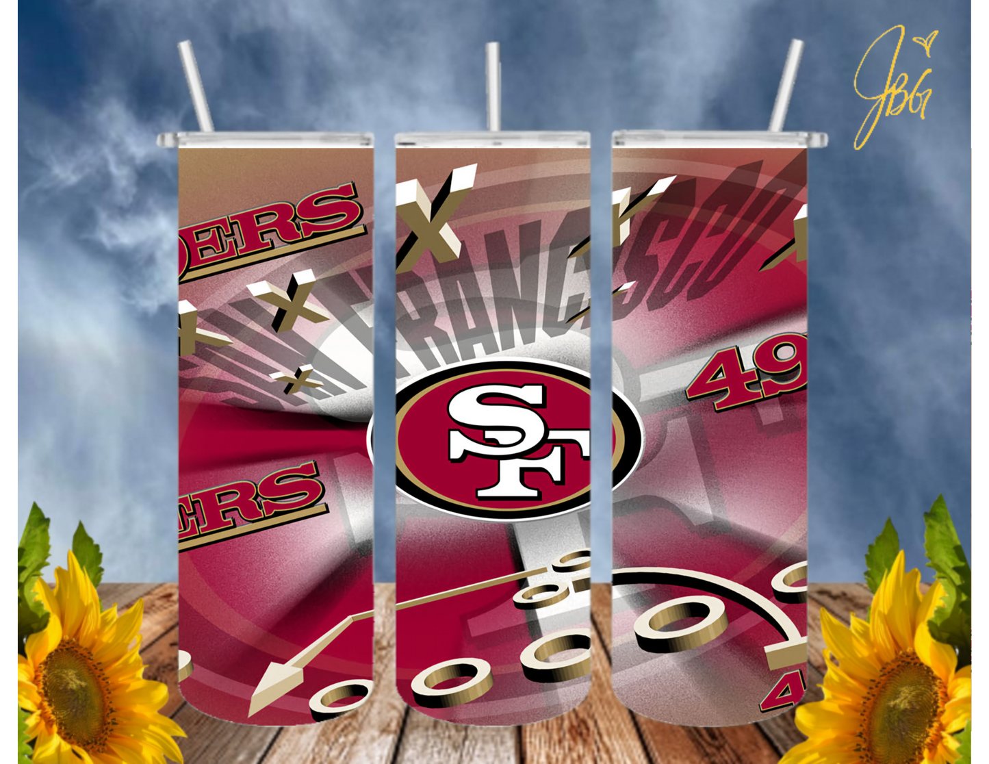 SAN FRANCISCO 49ERS NFL 20 Oz Tumbler with 1 Lid, 2 Straws and 1 Straw Cleaner. FREE SHIPPING. Stainless Steel. Sublimation Tumbler Cup.