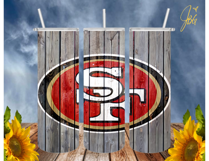 SAN FRANCISCO 49ERS NFL 20 Oz Tumbler with 1 Lid, 2 Straws and 1 Straw Cleaner. FREE SHIPPING. Stainless Steel. Sublimation Tumbler Cup.