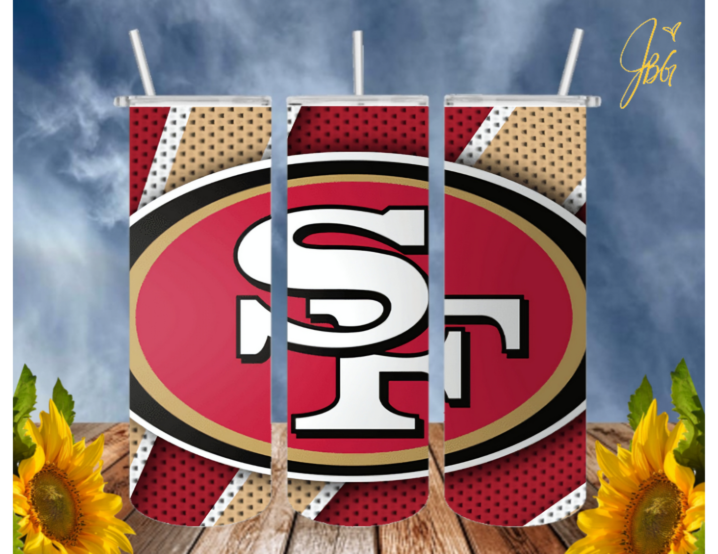 SAN FRANCISCO 49ERS NFL 20 Oz Tumbler with 1 Lid, 2 Straws and 1 Straw Cleaner. FREE SHIPPING. Stainless Steel. Sublimation Tumbler Cup.