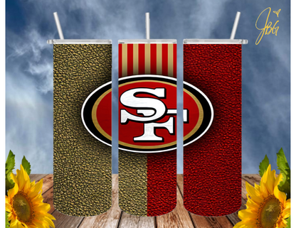 SAN FRANCISCO 49ERS NFL 20 Oz Tumbler with 1 Lid, 2 Straws and 1 Straw Cleaner. FREE SHIPPING. Stainless Steel. Sublimation Tumbler Cup.