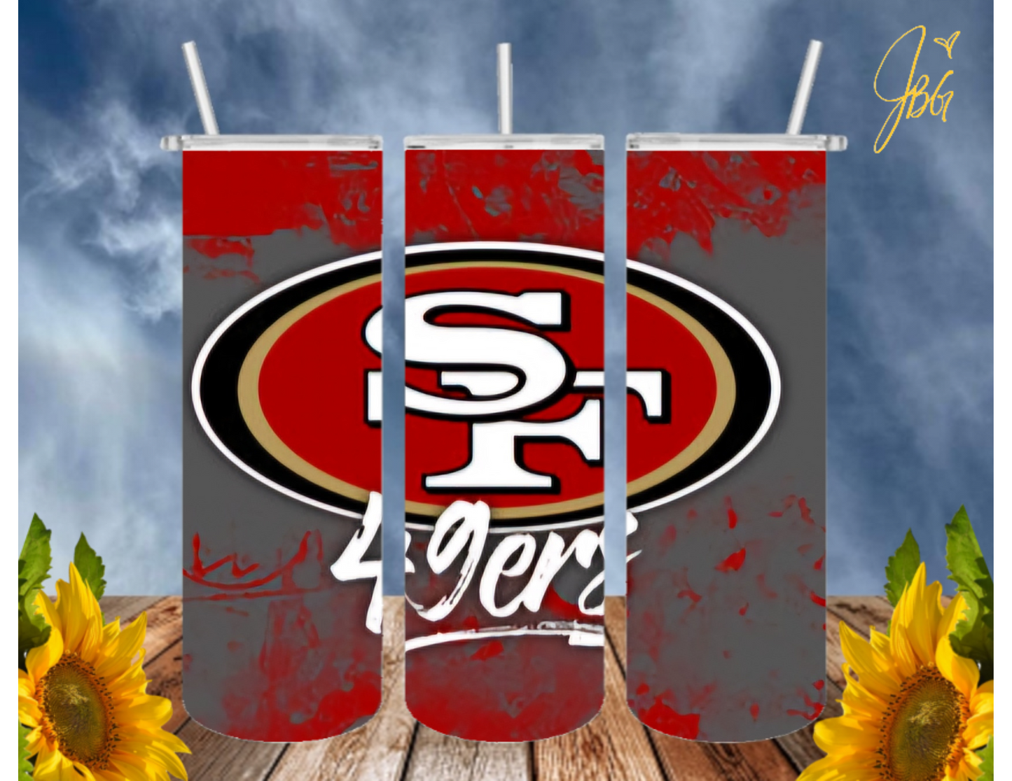 SAN FRANCISCO 49ERS NFL 20 Oz Tumbler with 1 Lid, 2 Straws and 1 Straw Cleaner. FREE SHIPPING. Stainless Steel. Sublimation Tumbler Cup.