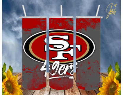 SAN FRANCISCO 49ERS NFL 20 Oz Tumbler with 1 Lid, 2 Straws and 1 Straw Cleaner. FREE SHIPPING. Stainless Steel. Sublimation Tumbler Cup.