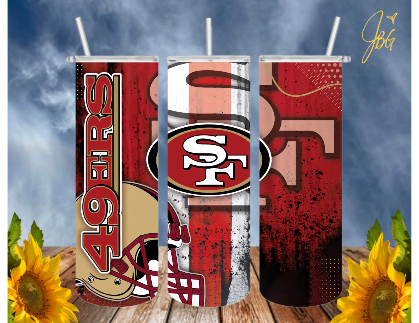 SAN FRANCISCO 49ERS NFL 20 Oz Tumbler with 1 Lid, 2 Straws and 1 Straw Cleaner. FREE SHIPPING. Stainless Steel. Sublimation Tumbler Cup.