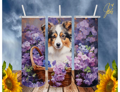 AUSTRALIAN SHEPHARD DOG 20 Oz Tumbler with 1 Lid, 2 Straws and 1 Straw Cleaner. FREE SHIPPING. Stainless Steel. Sublimation Tumbler Cup.