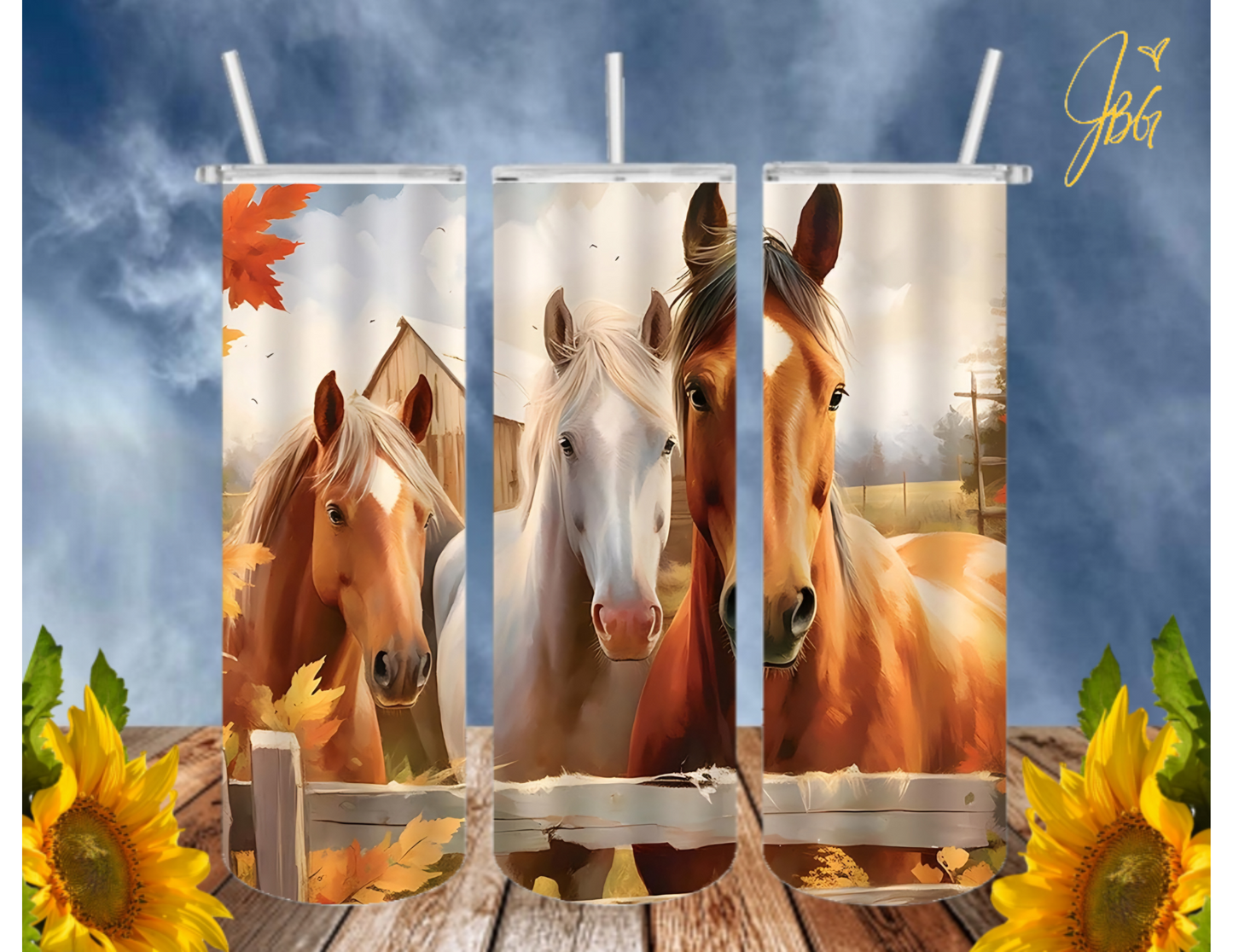 HORSE 20 Oz Tumbler with 1 Lid, 2 Straws and 1 Straw Cleaner. FREE SHIPPING. Stainless Steel. Sublimation Tumbler Cup.