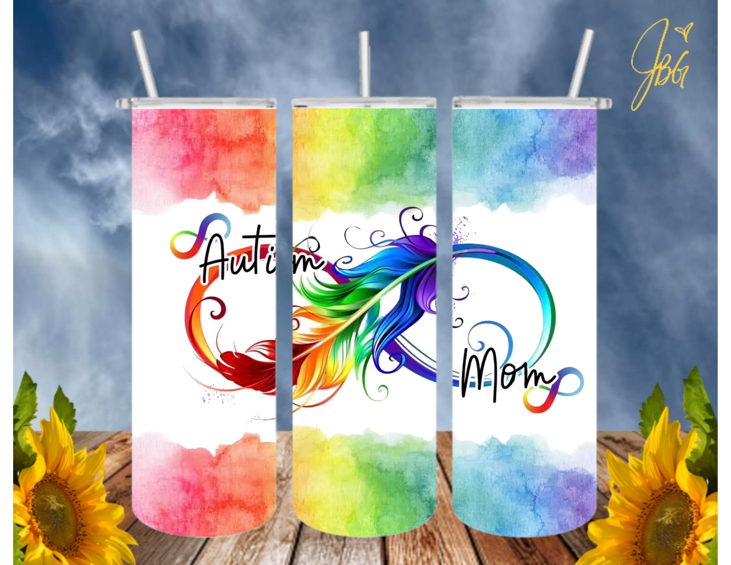 Autism Awareness 20 Oz Tumbler with 1 Lid, 2 Straws and 1 Straw Cleaner. FREE SHIPPING. Stainless Steel. Sublimation Tumbler Cup.